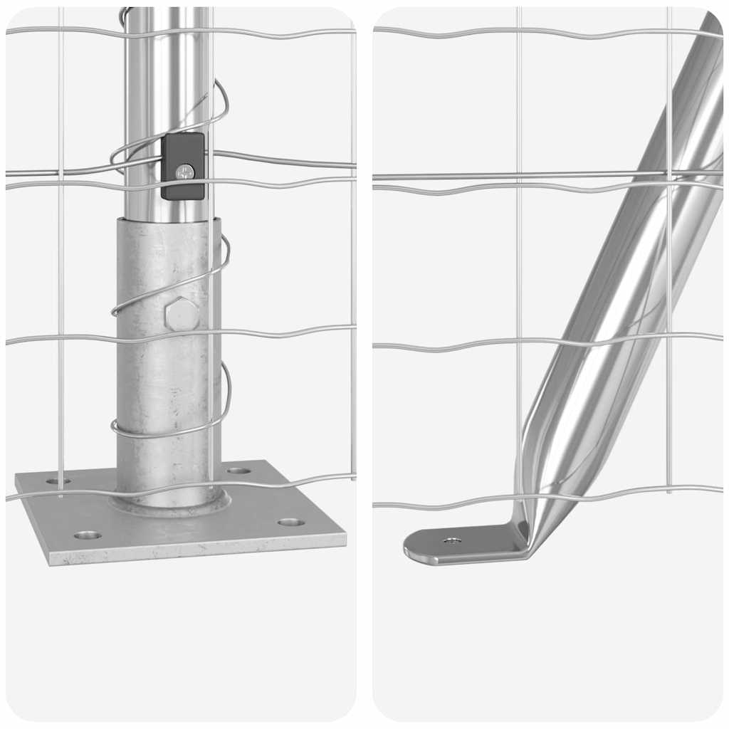 Zaun mit Pfosten Silber 0,8 x 25 m Stahl